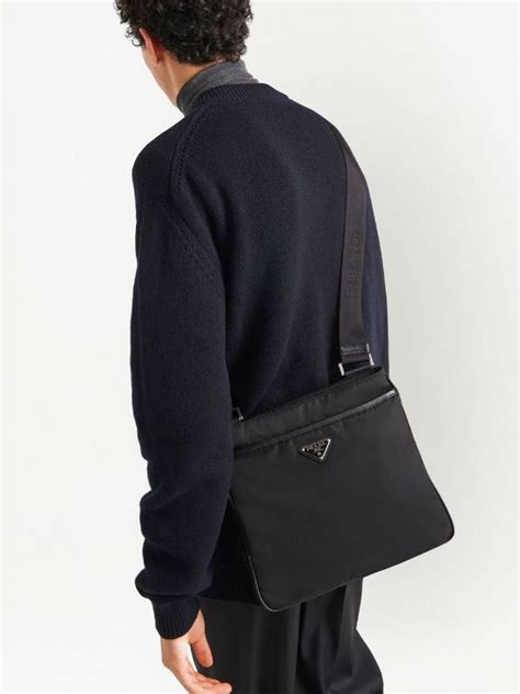 prada gray messenger bag|nylon Messenger bag for men.